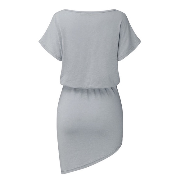 M-3X Tie Front Mini Dress - Grey - Picture 2 of 5